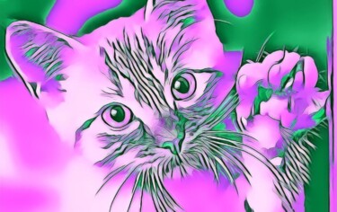 Arts numériques intitulée "Digital kitty" par Heli Anton, Œuvre d'art originale, Travail numérique 2D
