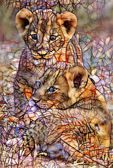 Digitale Kunst getiteld "Digital small tiger…" door Heli Anton, Origineel Kunstwerk, 2D Digital Work
