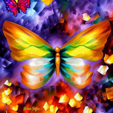 Arte digital titulada "AI butterfly" por Heli Anton, Obra de arte original, Imagen generada por IA