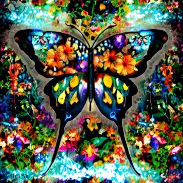 Arte digital titulada "Digital butterfly" por Heli Anton, Obra de arte original, Pintura Digital
