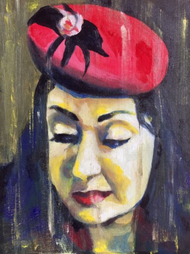 Painting titled "Selfportrait" by Helia Tayebi, Original Artwork, Oil