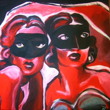 Painting titled "Masque" by Helia Tayebi, Original Artwork, Acrylic
