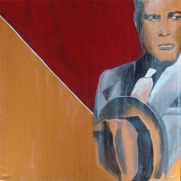 Painting titled "Marlon Brando" by Helia Tayebi, Original Artwork, Acrylic