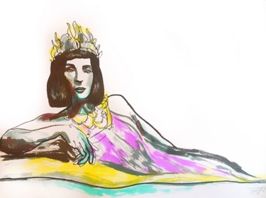 Tekening getiteld "Cleopatra" door Helia Tayebi, Origineel Kunstwerk, Inkt