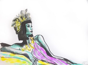 Tekening getiteld "Cleopatra 2" door Helia Tayebi, Origineel Kunstwerk, Marker