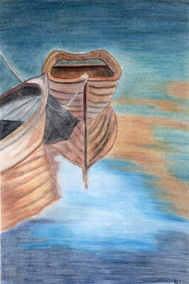 Dessin intitulée "The lake" par Hellen Woldhek, Œuvre d'art originale, Crayon