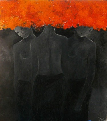 Картина под названием "Игра трио" - Елена Романенко, Подлинное произведение искусства