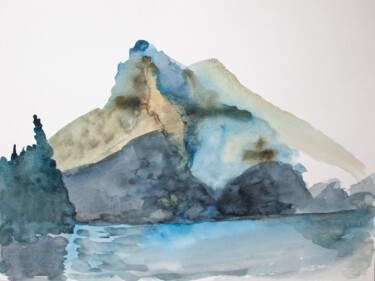 Peinture intitulée "Berg" par Hellmut Eckstein, Œuvre d'art originale, Aquarelle