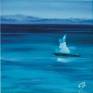 Peinture intitulée "Bleu Lumière - pays…" par Hellokartoffen, Œuvre d'art originale, Huile Monté sur Châssis en bois