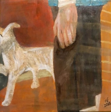 Painting titled "Tintin et Milou" by Frédérique Cretin (Fé), Original Artwork, Oil