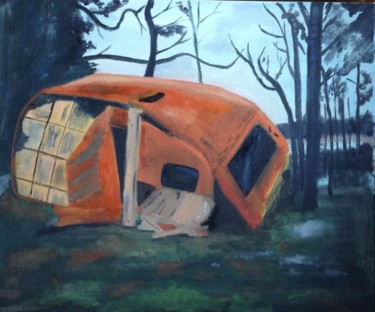 "Caravane orange" başlıklı Tablo Frédérique Cretin (Fé) tarafından, Orijinal sanat, Petrol