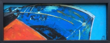 Peinture intitulée "Épave bleue et roug…" par Frédérique Cretin (Fé), Œuvre d'art originale, Huile