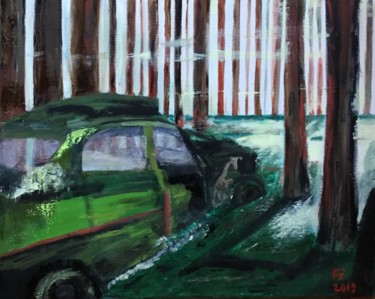 Painting titled "On the road no more" by Frédérique Cretin (Fé), Original Artwork, Oil