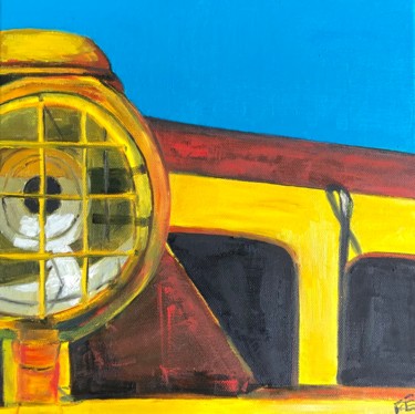 Malerei mit dem Titel "Détail de train" von Frédérique Cretin (Fé), Original-Kunstwerk, Öl
