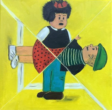 "Arthur et Zoé" başlıklı Tablo Frédérique Cretin (Fé) tarafından, Orijinal sanat, Petrol
