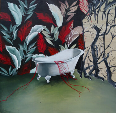 Schilderij getiteld "Intérieur végétal -…" door Héloïse Bonin, Origineel Kunstwerk, Acryl Gemonteerd op Houten paneel