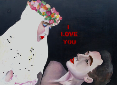 Painting titled "I LOVE YOU" by Héloïse Bonin, Original Artwork, Acrylic Mounted on Wood Panel