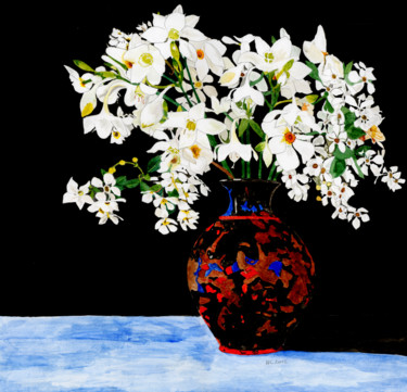 Peinture intitulée "le jasmin" par Héloïse Chouard, Œuvre d'art originale, Aquarelle