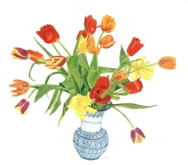 Peinture intitulée "tulipes" par Héloïse Chouard, Œuvre d'art originale, Aquarelle
