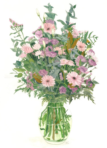 Peinture intitulée "le grand bouquet" par Héloïse Chouard, Œuvre d'art originale, Aquarelle