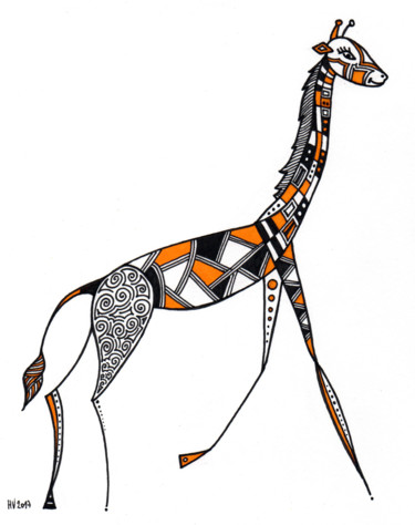 Dessin intitulée "Mamz'Elle Girafe" par Héloïse Vanderpert, Œuvre d'art originale