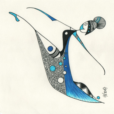 Zeichnungen mit dem Titel "Le grand bleu" von Héloïse Vanderpert, Original-Kunstwerk