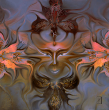 Digital Arts titled "FEMME-FLEUR FLOWER-…" by Hélène Patris, Original Artwork, Digital Painting