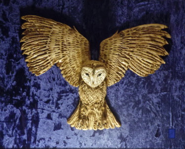 Sculpture titled "CHOUETTE  OWL  BÚHO" by Hélène Patris, Original Artwork, Terra cotta