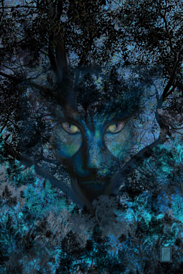 Digital Arts titled "NUIT BLEUE BLUE NIG…" by Hélène Patris, Original Artwork, Digital Painting