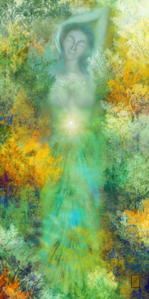 Digitale Kunst mit dem Titel "TREE SOUL" von Hélène Patris, Original-Kunstwerk, Digitale Malerei