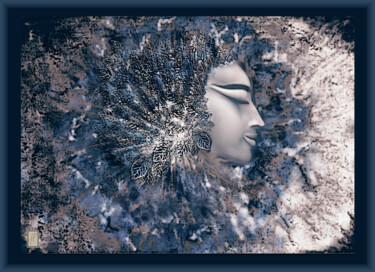 Digitale Kunst mit dem Titel "Nébuleuse Bleue" von Hélène Patris, Original-Kunstwerk, Digitale Malerei