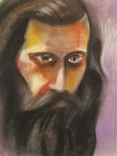 Painting titled "актер, бард Борис К…" by Moshe Hemain, Original Artwork, Pastel