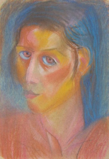 Картина под названием "портрет актрисы" - Moshe Hemain, Подлинное произведение искусства, Пастель
