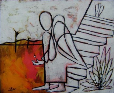 Картина под названием "Гость- A Guest" - Moshe Hemain, Подлинное произведение искусства, Другой