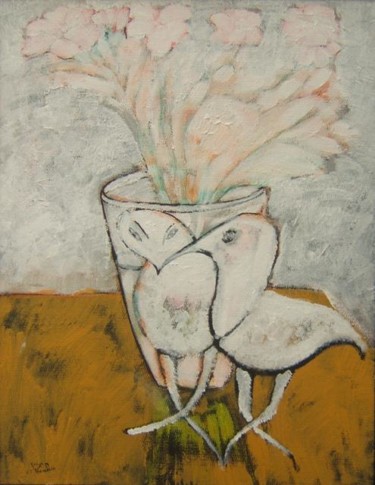 Painting titled "Танцующие птицы-Dan…" by Moshe Hemain, Original Artwork, Other