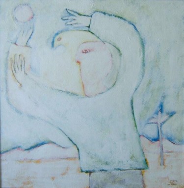 Картина под названием "Игра в мяч с птицей…" - Moshe Hemain, Подлинное произведение искусства, Другой