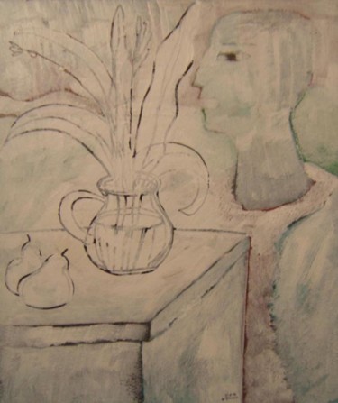Картина под названием "Вкус белого цвета-T…" - Moshe Hemain, Подлинное произведение искусства, Масло