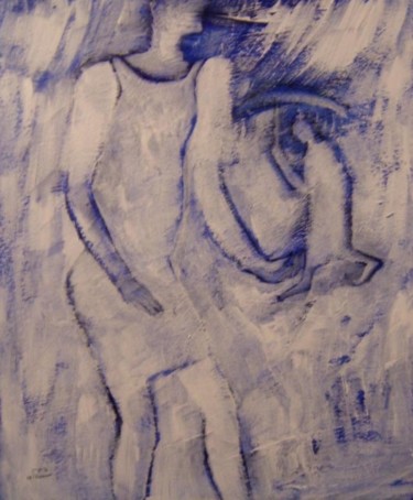 Картина под названием "Теплый дождь-Warm R…" - Moshe Hemain, Подлинное произведение искусства, Масло
