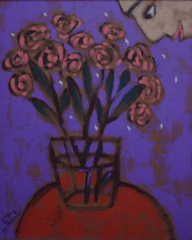 Картина под названием "Ночные запахи роз-T…" - Moshe Hemain, Подлинное произведение искусства, Другой