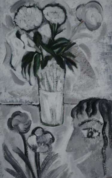 Картина под названием "Восторженная девушк…" - Moshe Hemain, Подлинное произведение искусства, Масло