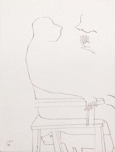 Рисунок под названием "Задумчивый взгляд с…" - Moshe Hemain, Подлинное произведение искусства