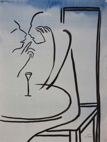 Картина под названием "... есть другой мир…" - Moshe Hemain, Подлинное произведение искусства, Акварель