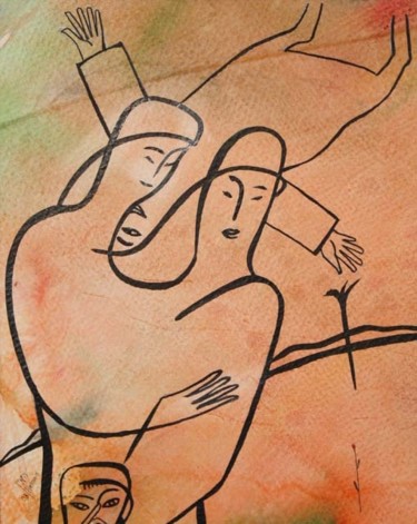 Картина под названием "Прогулка в иудейско…" - Moshe Hemain, Подлинное произведение искусства, Масло