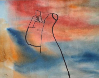 Картина под названием "Трубите в шофар-Blo…" - Moshe Hemain, Подлинное произведение искусства, Масло