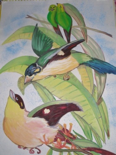 Painting titled "Love birds" by Hemangi, Original Artwork