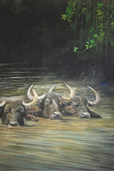 Malarstwo zatytułowany „Wading Through Mudd…” autorstwa Hemantha Warakapitiya, Oryginalna praca, Akryl Zamontowany na Drewni…