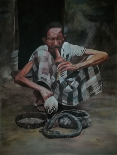 Painting titled "Dancing to my Tune" by Hemantha Warakapitiya, Original Artwork, Acrylic Mounted on Wood Stretcher frame