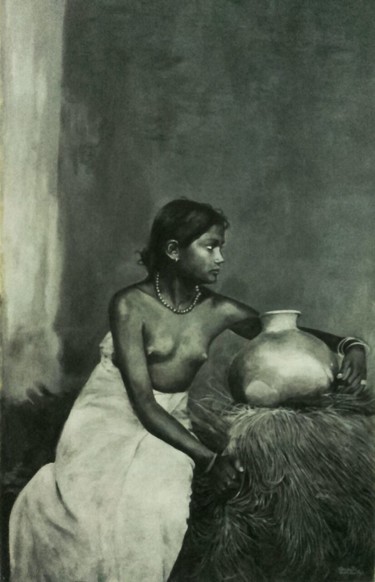 Painting titled "Simplistic Innocence" by Hemantha Warakapitiya, Original Artwork, Acrylic Mounted on Wood Stretcher frame