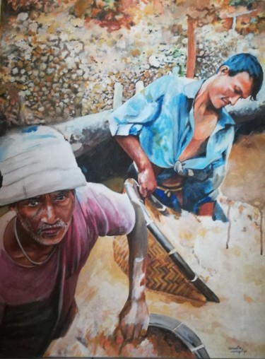 Pintura titulada "Treasure Hunt" por Hemantha Warakapitiya, Obra de arte original, Acrílico Montado en Bastidor de camilla d…