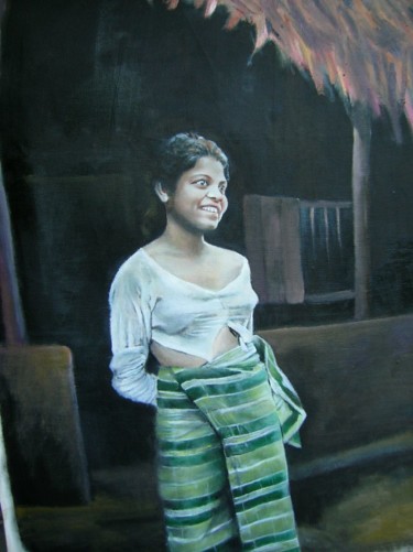 Peinture intitulée "Suppressed Surprise" par Hemantha Warakapitiya, Œuvre d'art originale, Acrylique Monté sur Châssis en bo…